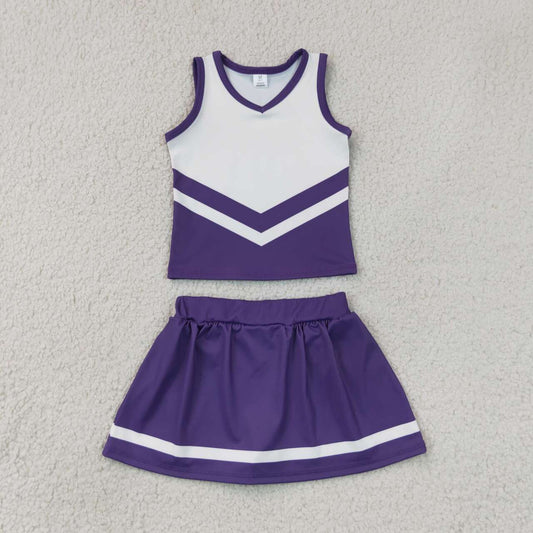 GSD4192 Teams Purple Active Tank Top + Skort Girls Yoga Clothes Set