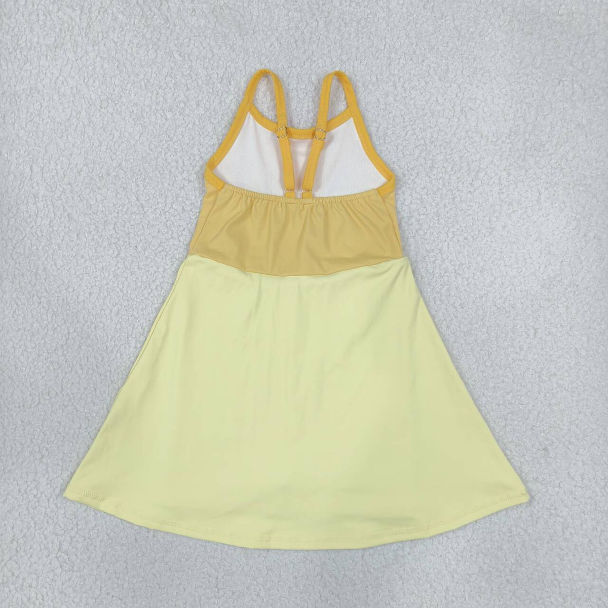 GSD3982 Yellow Cartoon Princess Strap Girls Yoga Knee Length Dress