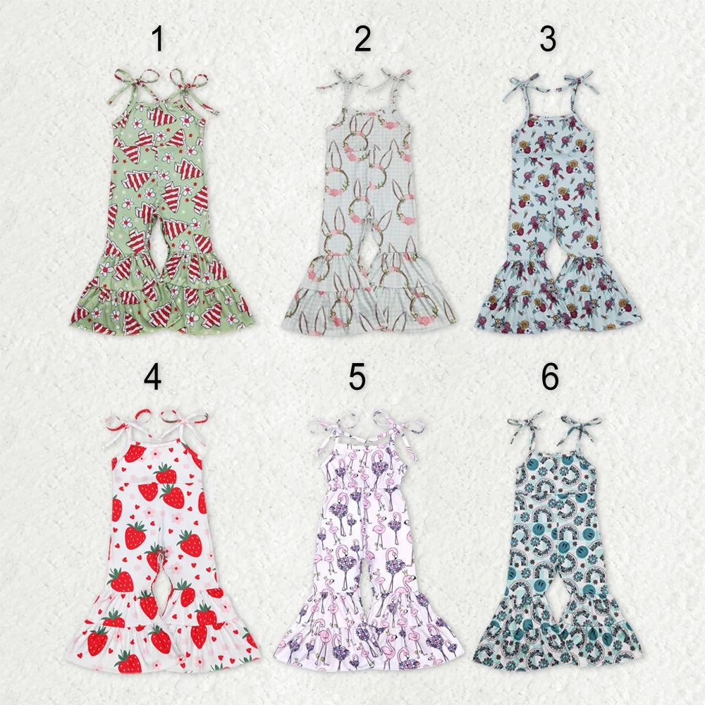 Sibling Baby  Girls Strap Bell Bottom Jumpsuit