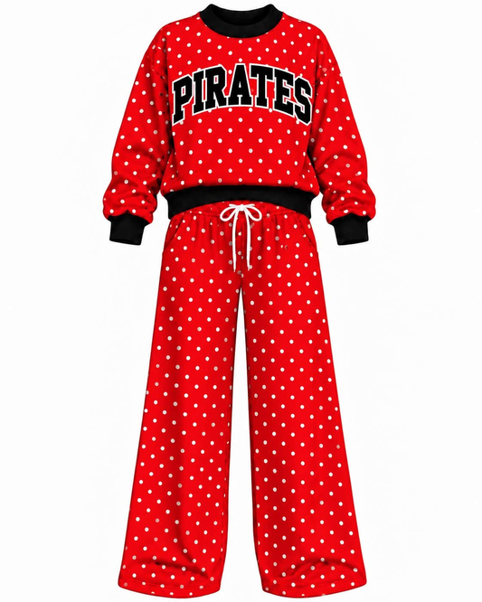 Preorder( 5  MOQ) Baby Girls Pirates Red Polka Dot Outfit