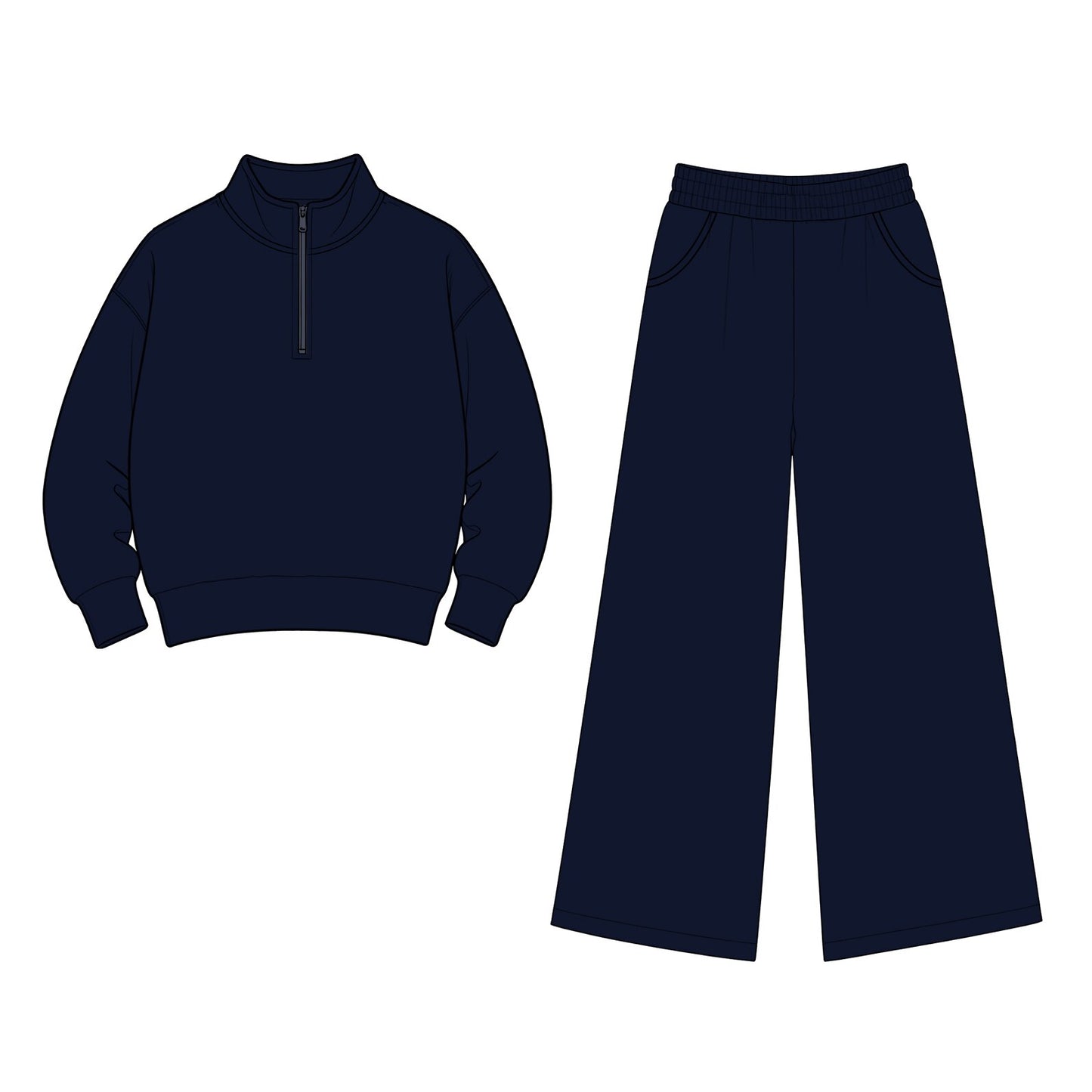(Custom Design Preorder MOQ 5) Kids Girls Navy Pullvoer top with pants outfit