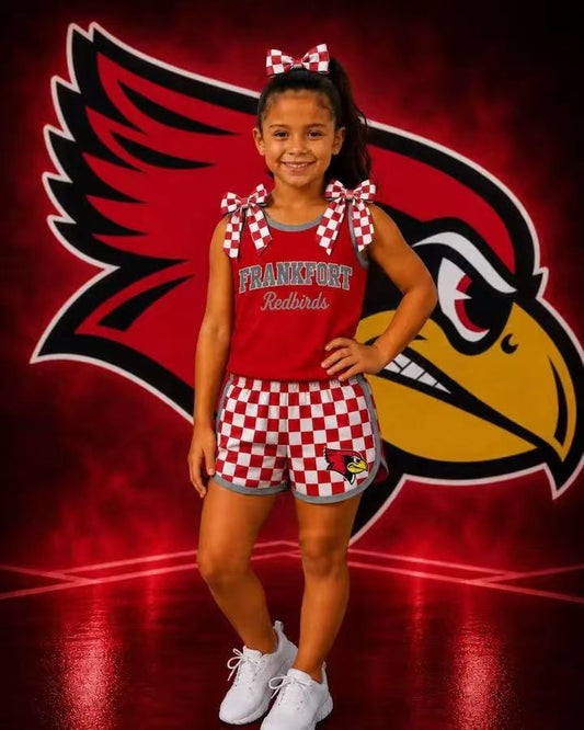 Preorder (moq 5) Baby Girls Frankfort Sleeveless Top With Checked Short Team Clothes Sets