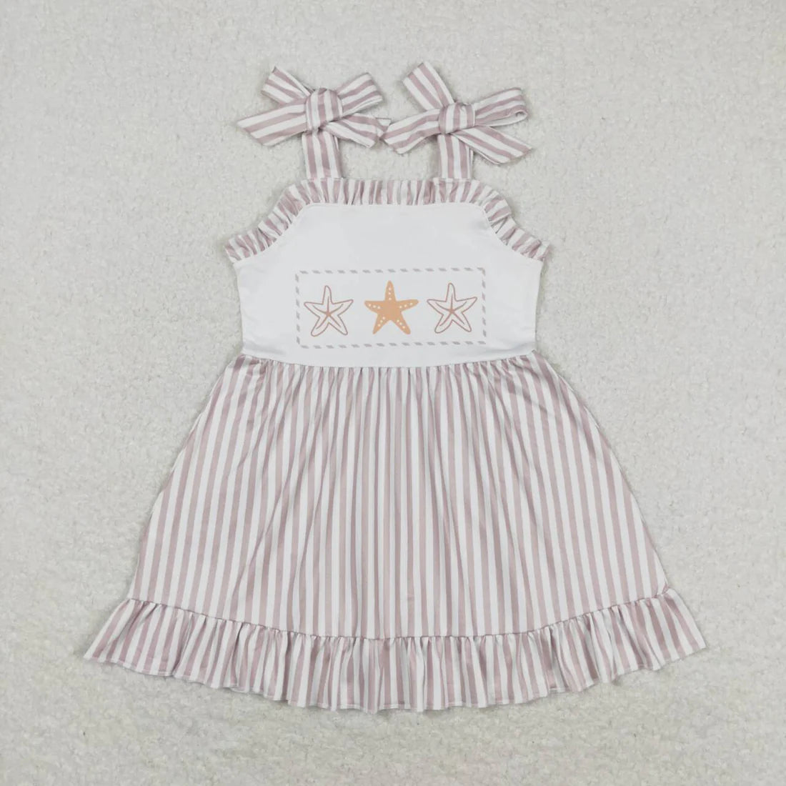 Baby Girls Boys Sibling Star Fish Stripes Dresses Sets