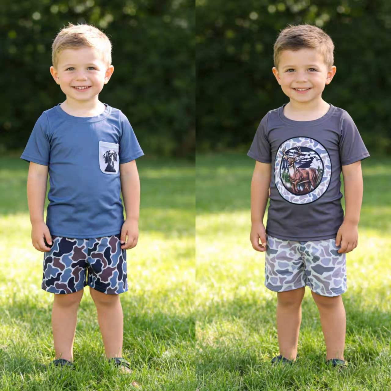 Baby Boys Sibling Summer Hunting Camo Shorts Outfit