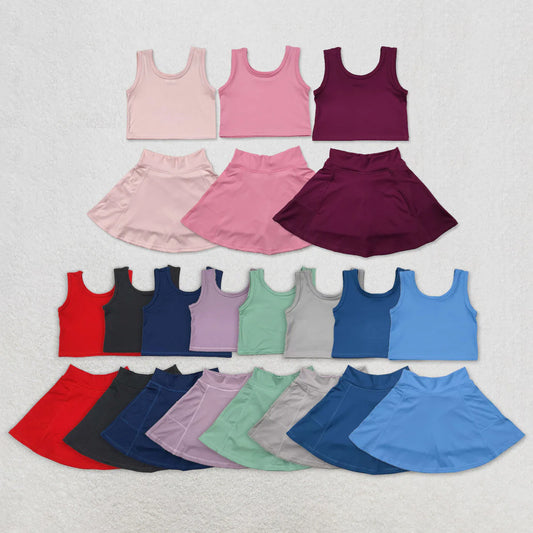 Sibling Baby Girls Colorful Vests Skirt Shorts Yoga Active Clothes Sets