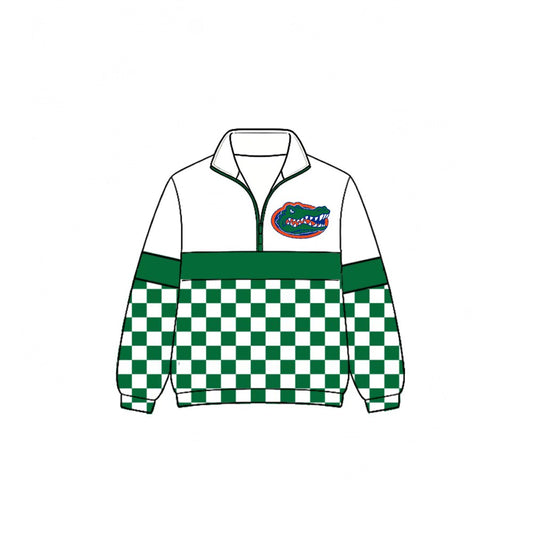 (Custom Design Preorder MOQ 5)  Teams Florida Plaid Print Kids & Adult Long Sleeve Zipper Pullover Jacket