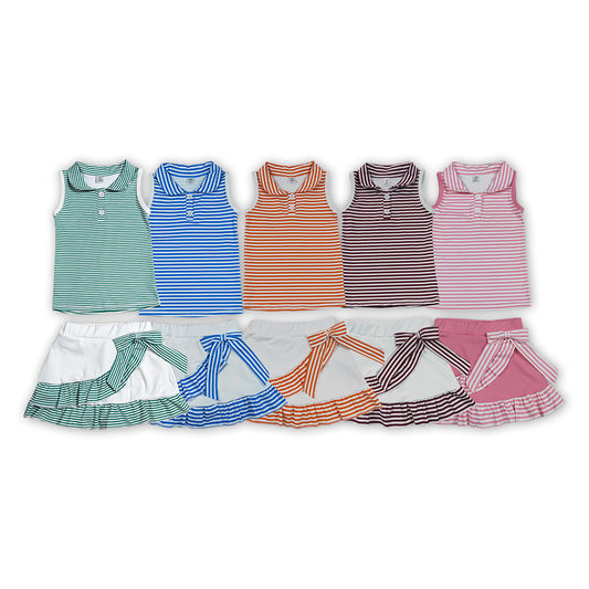 Sibling Baby Girls Striped Tank Top with Skort Active Outfit