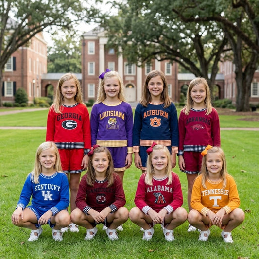 Sibling Kids Girls  Long Sleeve Top Eith Shorts  Vinyl Sport Team Outfit