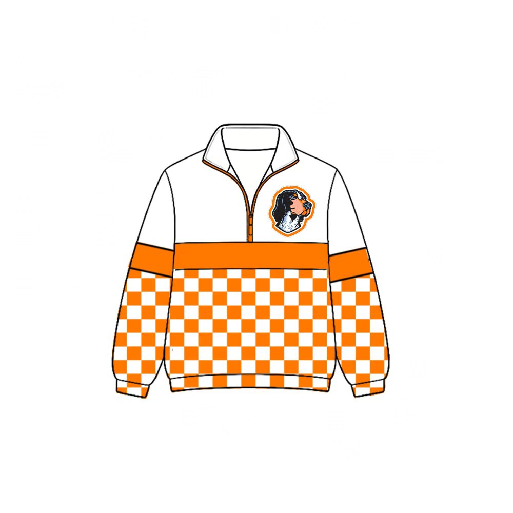 (Custom Design Preorder MOQ 5)  Teams Tennessee Plaid Print Kids & Adult Long Sleeve Zipper Pullover Jacket