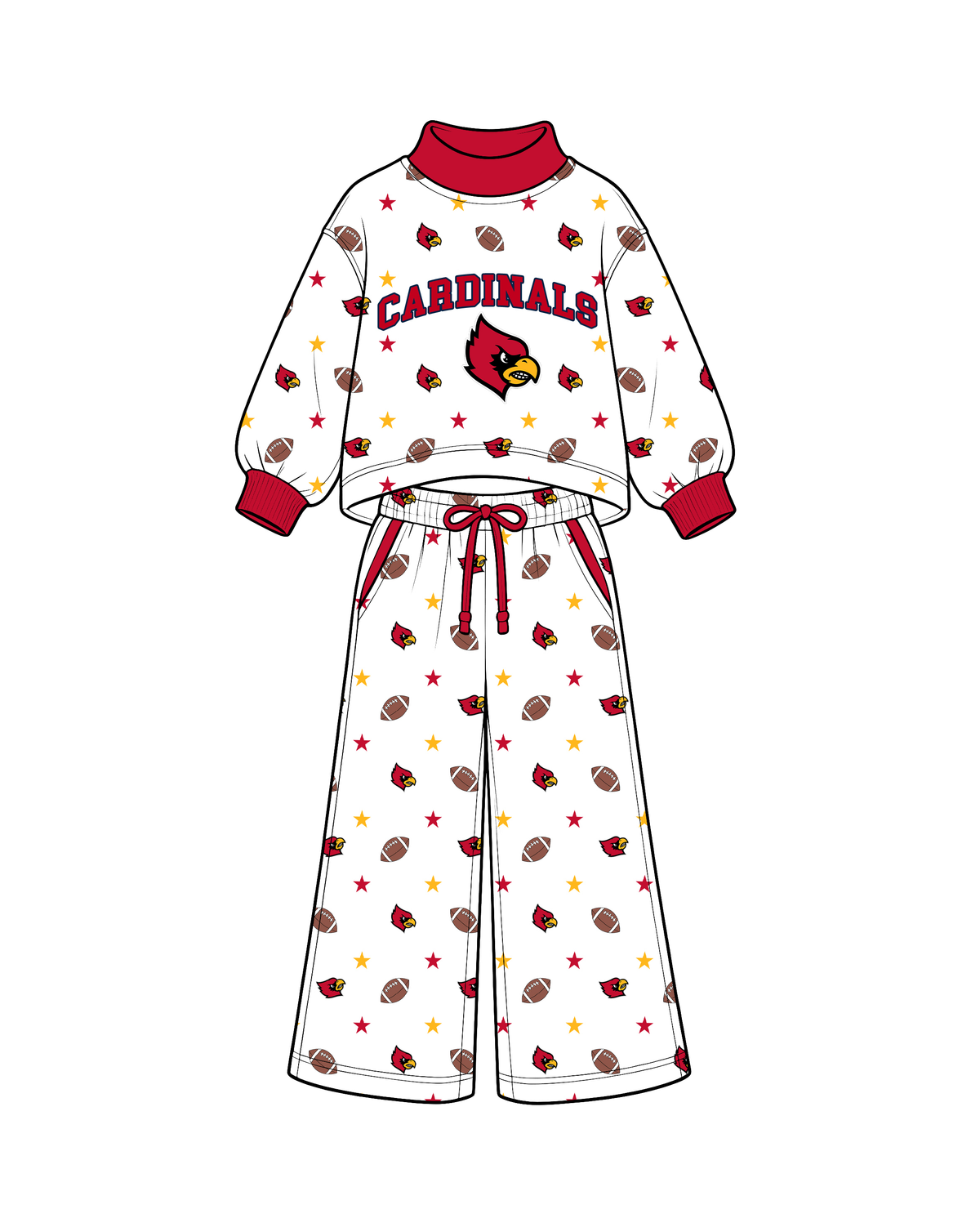 Preorder( 5  MOQ) Baby Girls Sport Team Cardinals Long Sleeve Top Pants Outfit