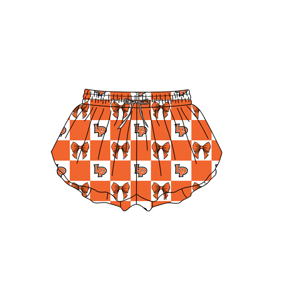 (Custom Design Preorder MOQ 5 Each Item) Teams La Porte Bulldogs Orange Plaid Print Kids Clothes Sibling & Family Matching Styles