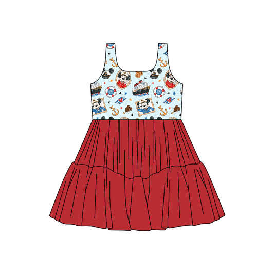 (Custom Design Preorder MOQ 5) Cartoon Mouse Girls Sleeveless Tulle Dress