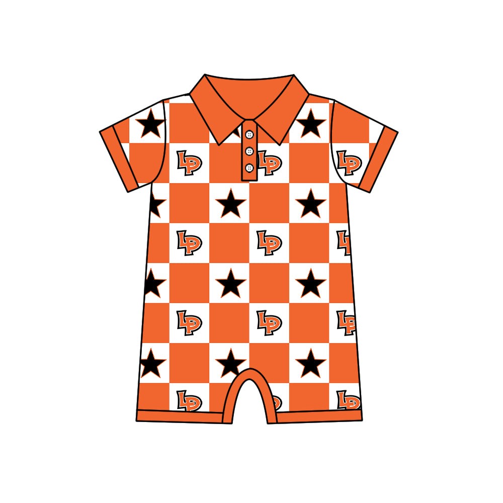 (Custom Design Preorder MOQ 5 Each Item) Teams La Porte Bulldogs Orange Plaid Print Kids Clothes Sibling & Family Matching Styles