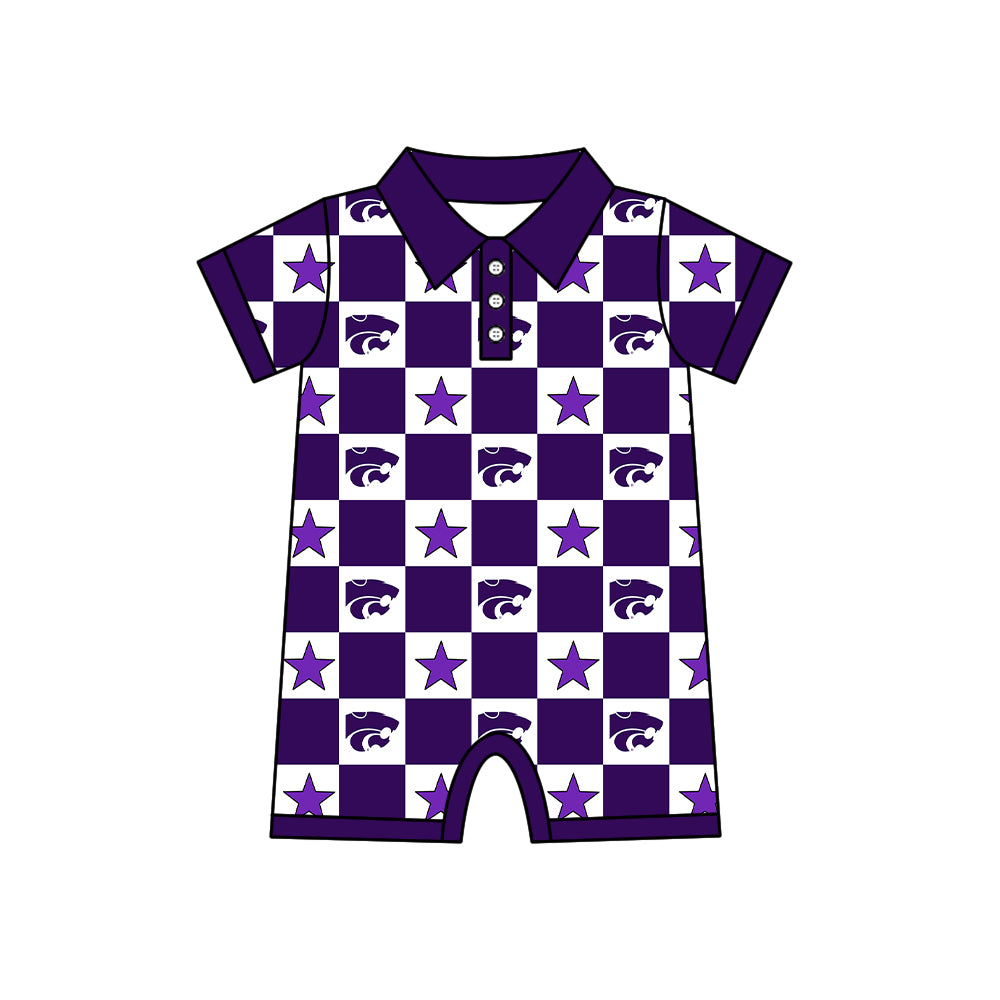(Custom Design Preorder MOQ 5 Each Item) Teams Kansas State Wildcats Bows Purple Plaid Print Kids Clothes Sibling & Family Matching Styles