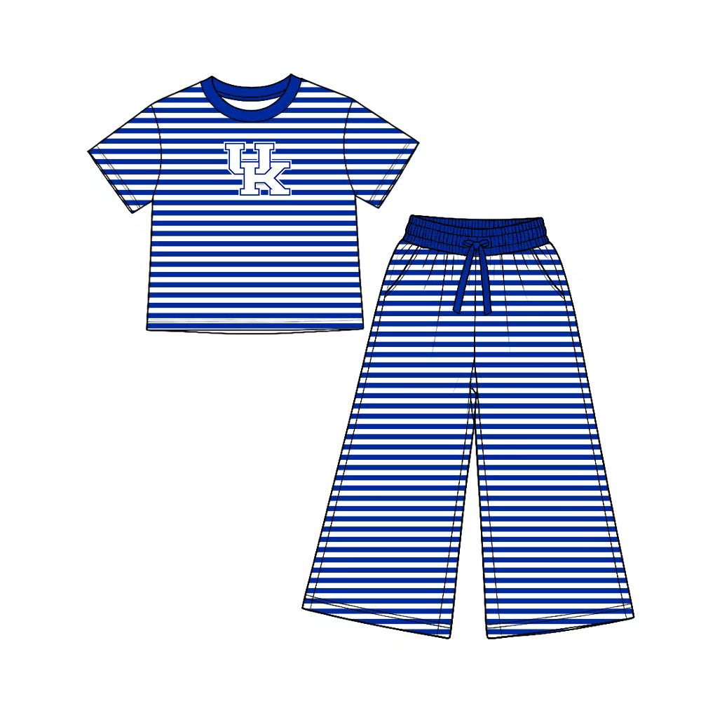 Preorder Custom 5 MOQ Baby Girls SPort Team Striped Outfit