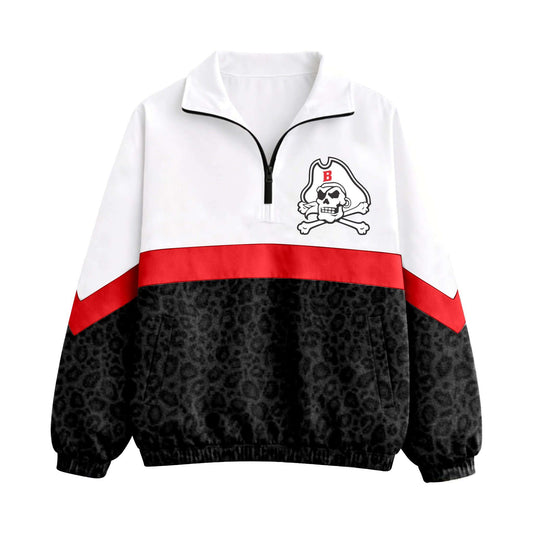 (Custom Design Preorder MOQ 5)  Pirate Leoaprd Print Girls & Women Sports Team Long Sleeve Zipper Pullover