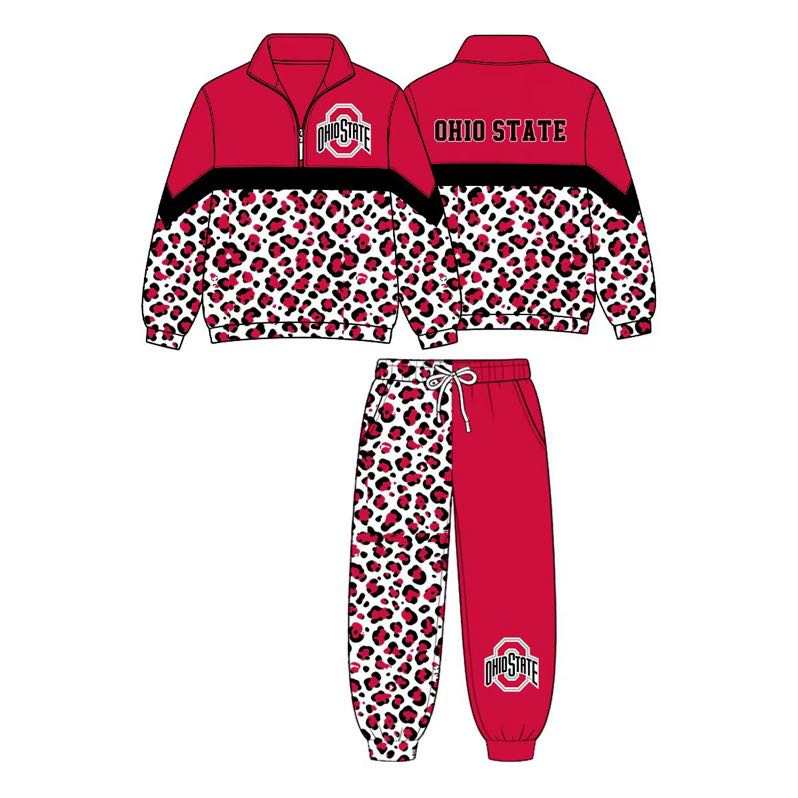 (Custom Design Preorder MOQ 5) Teams  Ohio State Pullover Joggers Pants Girls Kids  Outfit
