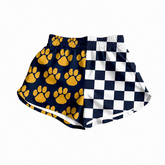 (Custom Design Preorder MOQ 5)  Teams Paw Checked Print Girls & Women Sports Bottom Shorts