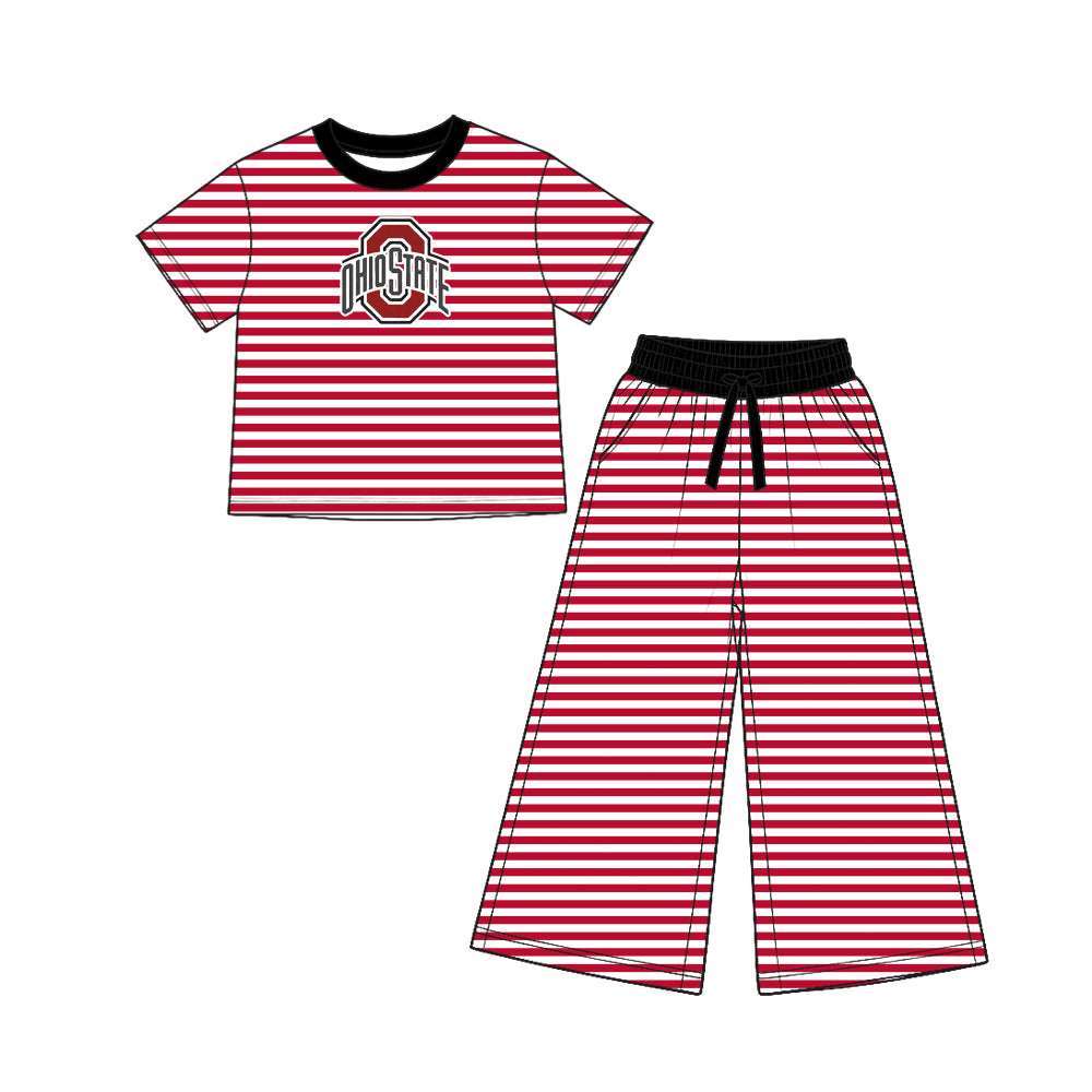Preorder Custom 5 MOQ Baby Girls SPort Team Striped Outfit