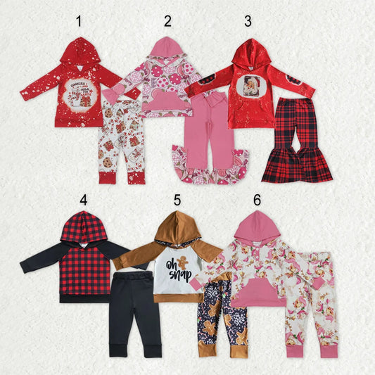 Sibling Baby Girls Christmas Long Sleeve Hoodie Tio with Pants Outfit