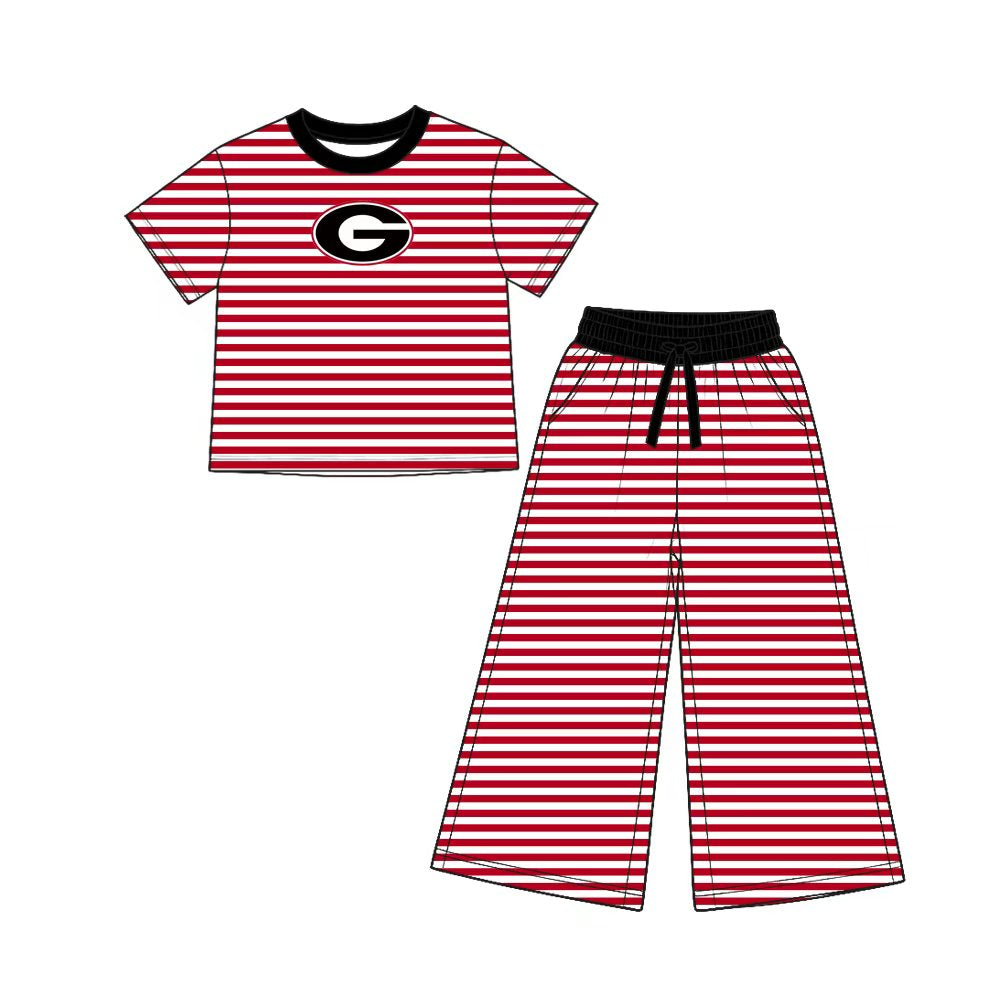 Preorder Custom 5 MOQ Baby Girls SPort Team Striped Outfit