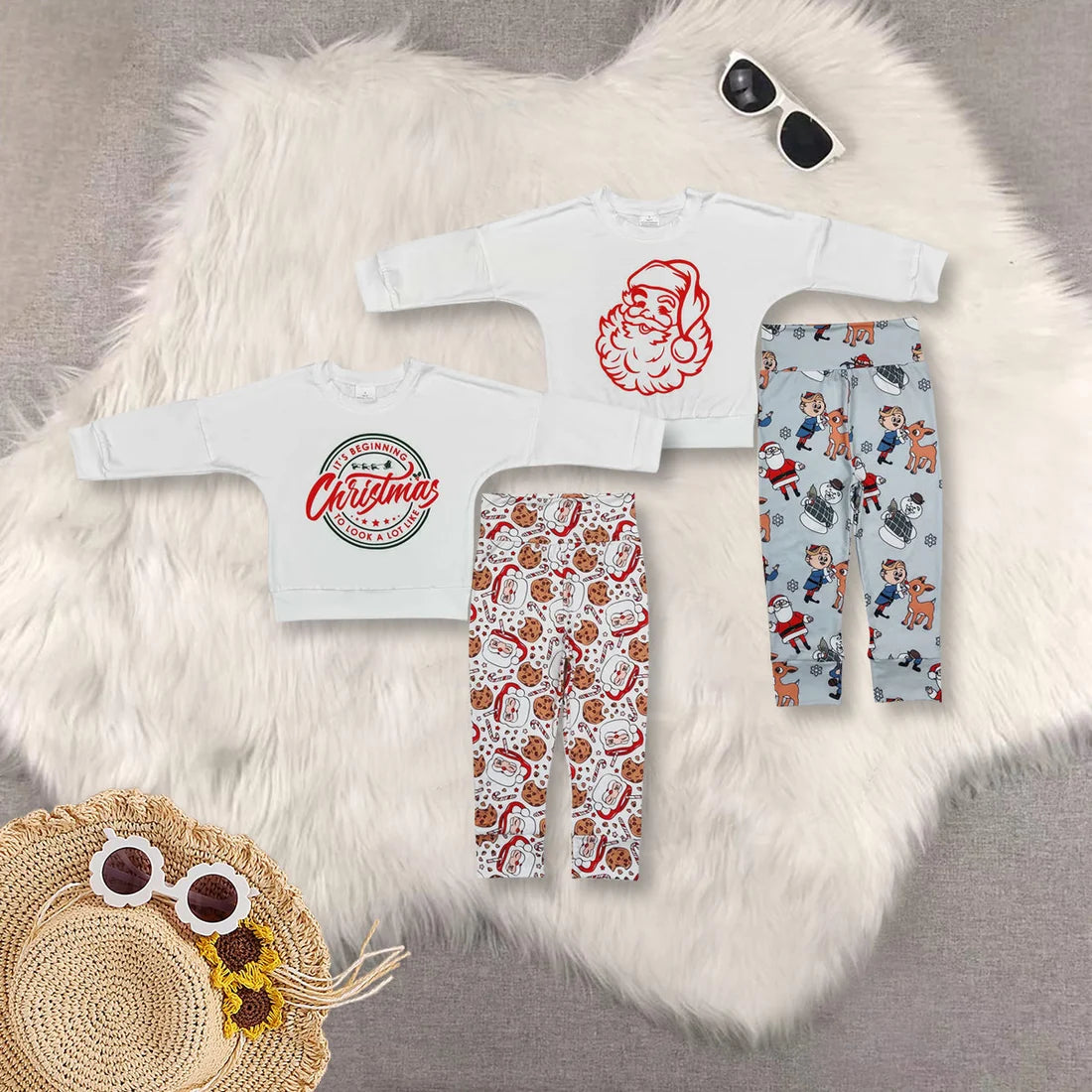 Sibling Baby Girls  Boys  Christmas Santa Outfit