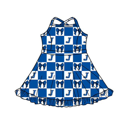(Custom Design Preorder MOQ 5 Each Item) Teams Joaquin Rams Blue Plaid Print Kids Clothes Sibling & Family Matching Styles