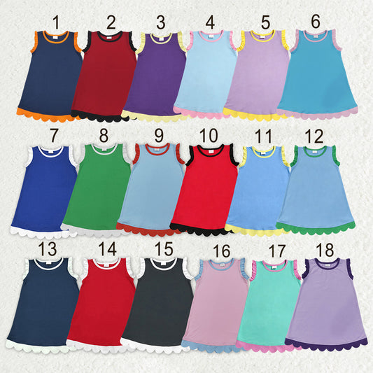 Sibling Baby Girls Sleeveless Scallop Knee Length Dresses