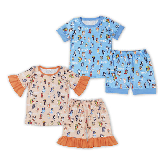 Baby Children Sibling Dogs Shirts Shorts Pajamas Clothes Sets