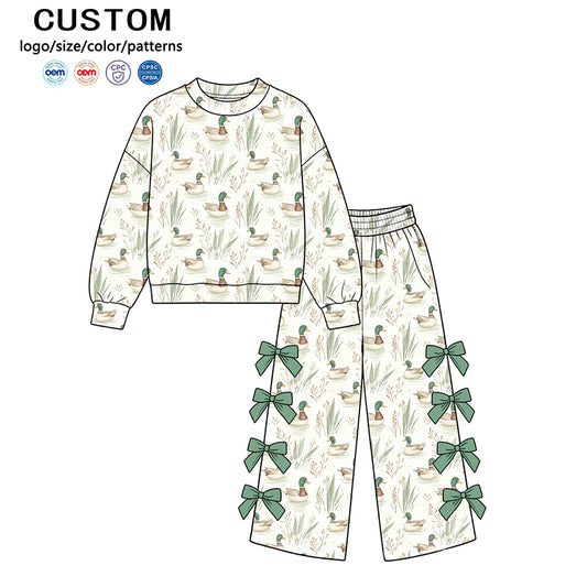 10.22 GLP4051 Kids Girls Mallard Duck Bow 2 Piece Set