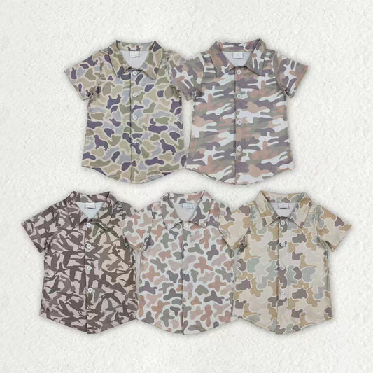 Sibling Baby Boys Short Sleeve Southern Hunting Camo Button Shirts Top