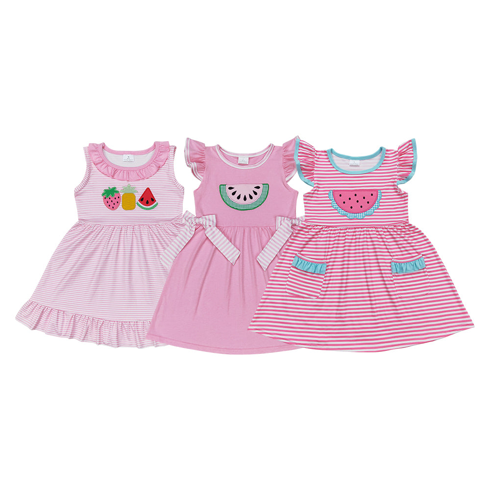 Sibling Baby Girls Embroidery Watermelon Summer Dress