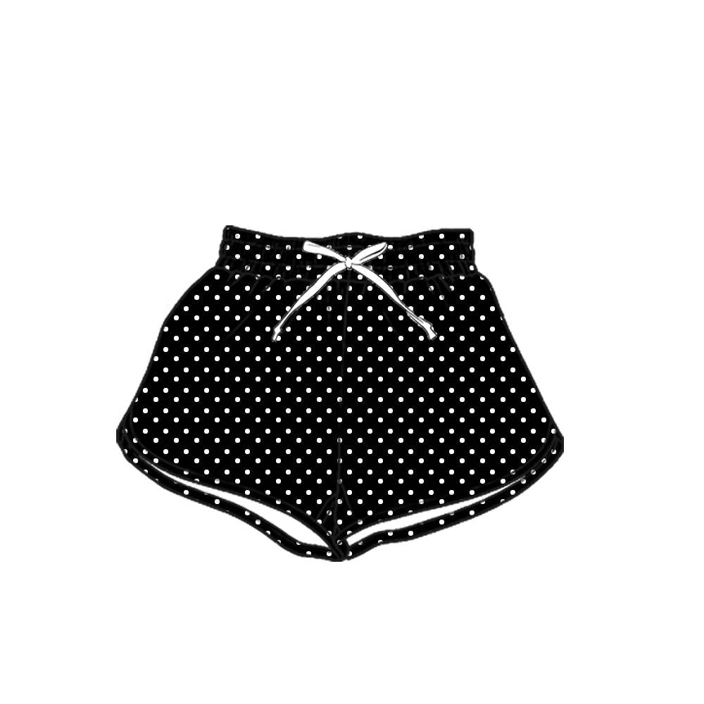 (Custom Design Preorder MOQ 5) Teams Black Polka’d Dots Print Girls & Women Sports Bottom Shorts