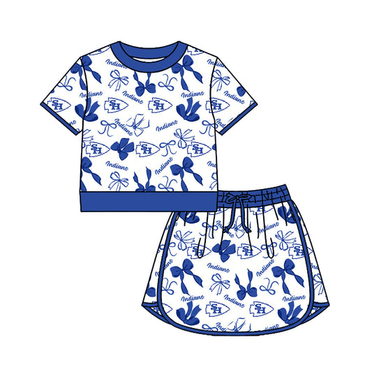 Preorder (moq 5)Baby Girls Bows Indians Top Skirt Short Team Clothes Set