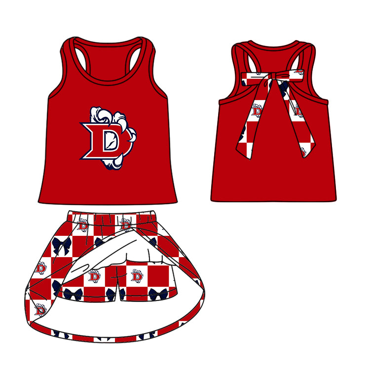 (Custom Design Preorder MOQ 5 Each Item) Teams Eagles Red Plaid Print Kids Clothes Sibling & Family Matching Styles