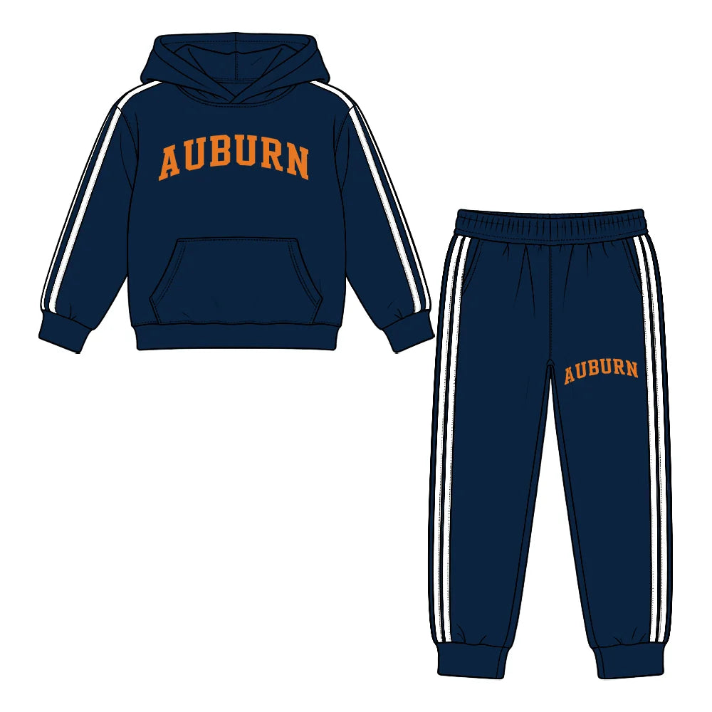 Preorder( 5  MOQ) Baby Girls Auburn Navy Hoodie Top Jogger Pants Outfit