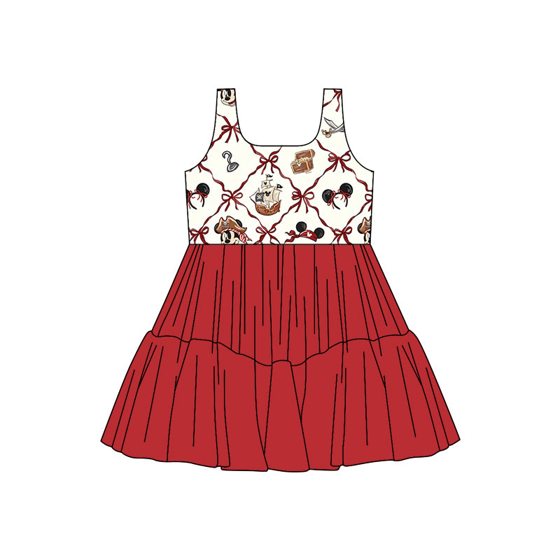 (Custom Design Preorder MOQ 5) Cartoon Mouse Bows Girls Sleeveless Tulle Dress