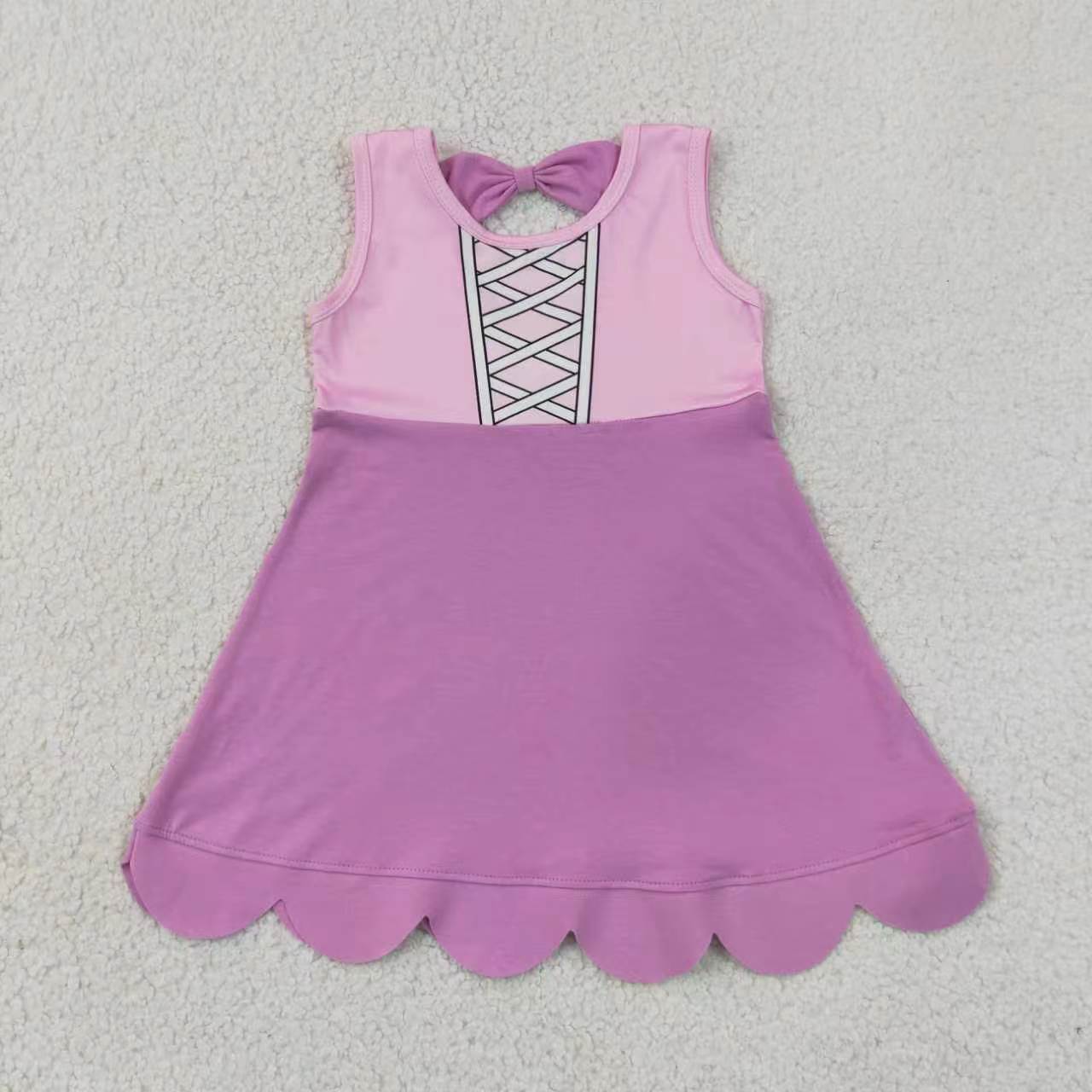 Sibling Toddler Girls Princess Character Sleeveless Dress Scalloped Hem