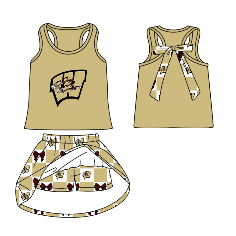 (Custom Design Preorder MOQ 5 Each Item) Teams Bearcats Khaki Plaid Print Kids Clothes Sibling & Family Matching Styles