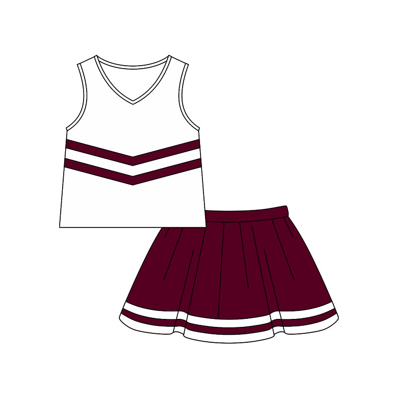 (Custom Design Preorder MOQ 5)  Sleeveless Top Skort Baby Girls Summer Outfits