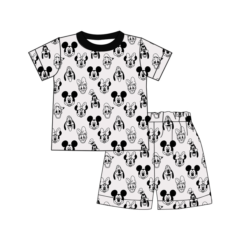 (Custom Design Preorder MOQ 5)  Cartoon Mouse Shorts Baby Boys Summer Outfits