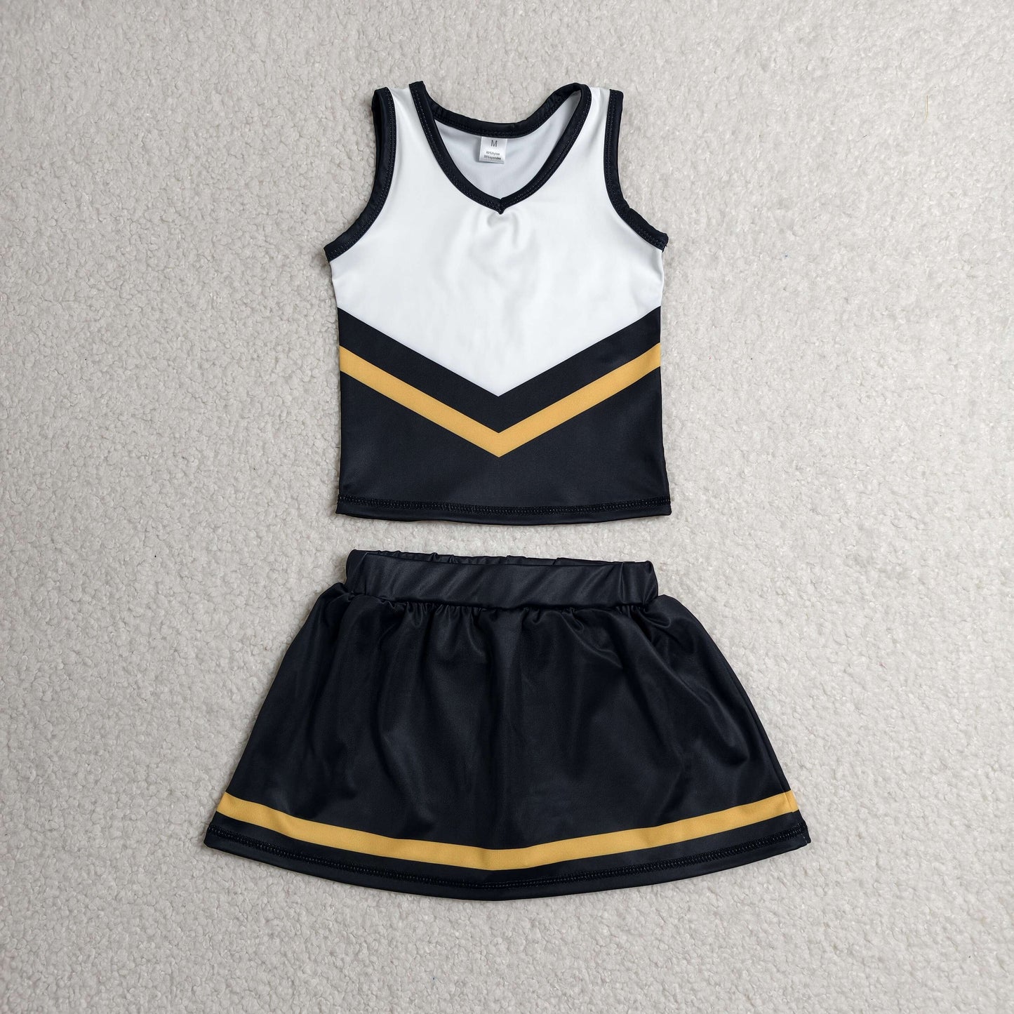GSD4201 Girls Black Golden Sport Team Active Tank Top + Skort Outfit