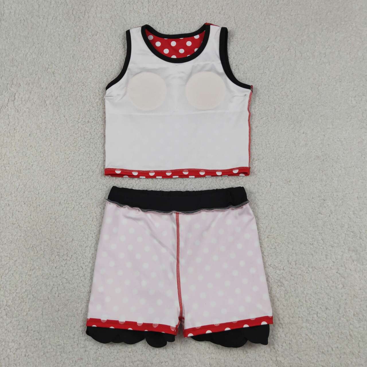 Red Dots Sleeveless Top Scallop Skirts Girls Summer Yoga Clothes Set