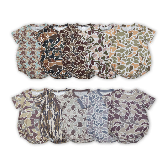 Sibling Baby Boys Hunting Camo Short Sleeve Bubble Romper
