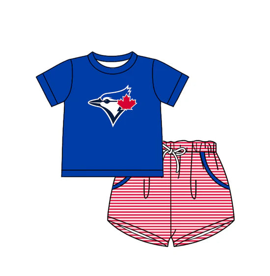 (Custom  Preorder MOQ 5) Baby Boys Toronto Blue Jays Top Checked Short Team Outfit