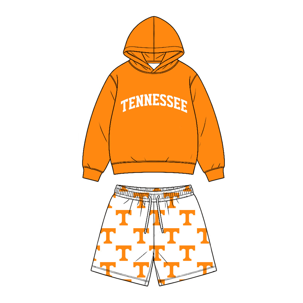 (Custom Design Preorder MOQ 5 Each)Teams Logo Hoodie Top Pockets Shorts Boys Clothes Set Brothers Wear