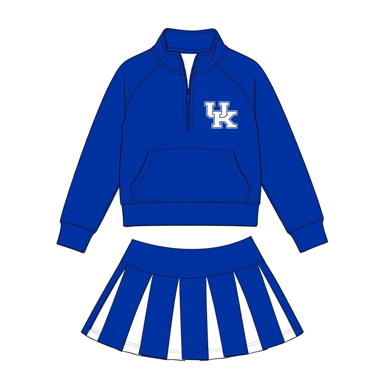 Sibling Baby Girls Sport Team Long Sleeve Pullover Top With Skort Outfit