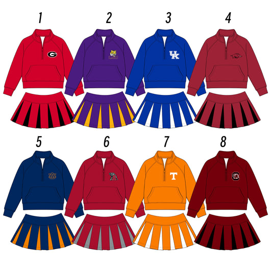 Sibling Baby Girls Sport Team Long Sleeve Pullover Top With Skort Outfit