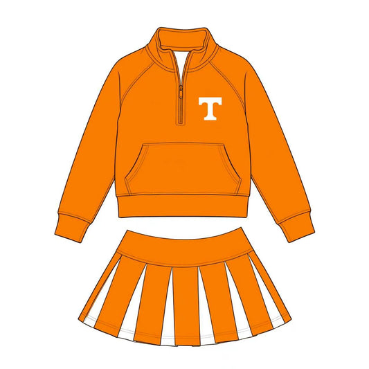 Sibling Baby Girls Sport Team Long Sleeve Pullover Top With Skort Outfit