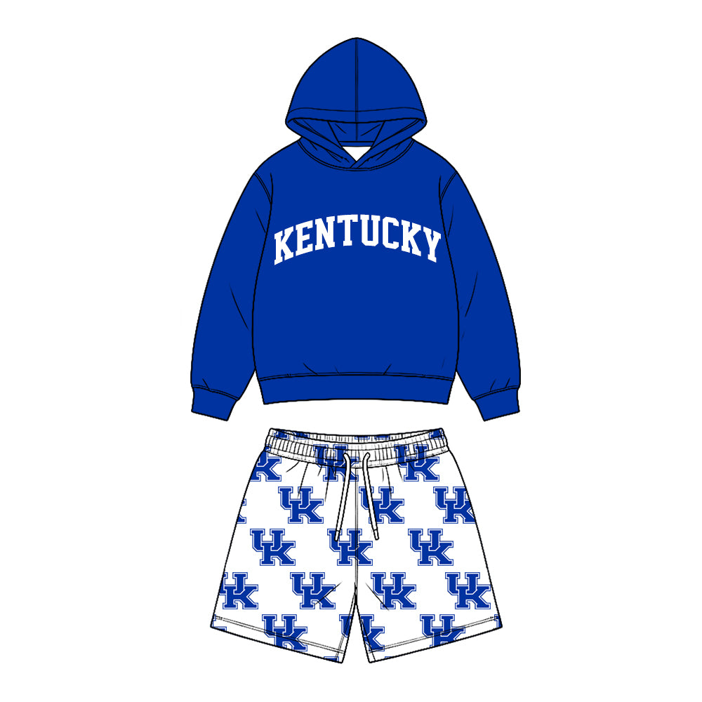 (Custom Design Preorder MOQ 5 Each)Teams Logo Hoodie Top Pockets Shorts Boys Clothes Set Brothers Wear